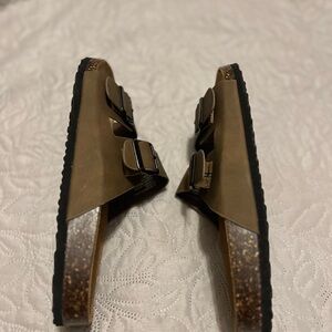 Men's Dual-Buckle Slide Sandals in Olive Brown
